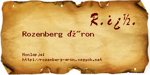 Rozenberg Áron névjegykártya